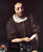 VERMEER VAN DELFT, Jan Lady with Her Maidservant Holding a Letter (detail)er oil painting